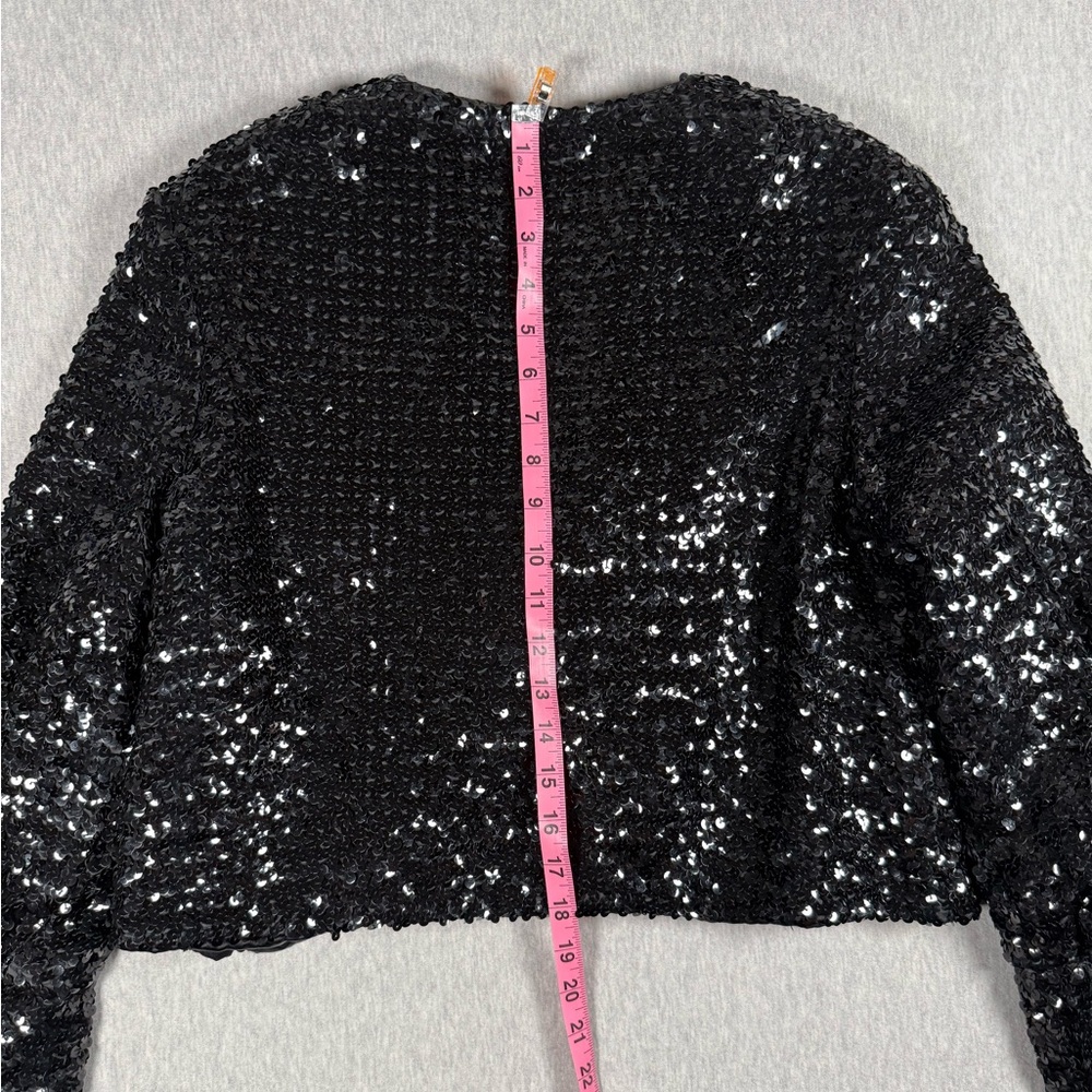 Vintage Union Made ILGWU Black Sequin Cropped Bolero Jacket w/ Frog Closure - Picture 12 of 16